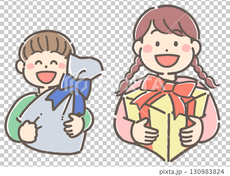 プレゼントを持った子供たちのイラスト 130983824