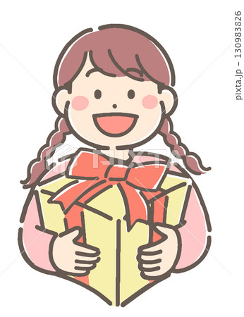 プレゼントを持った女の子のイラスト 130983826