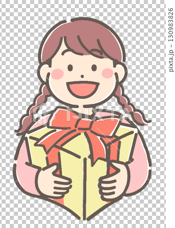 プレゼントを持った女の子のイラスト 130983826
