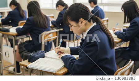教室で授業を受ける高校生 130983893