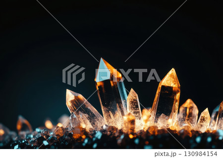 Closeup of a quartz crystal, highlighting its clarity and natural beauty 130984154