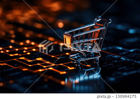 Closeup of a shopping cart icon on a website with  Cyber Monday  and a countdown timer, Cyber Monday Countdown, timelimited deals, sales urgency 130984275