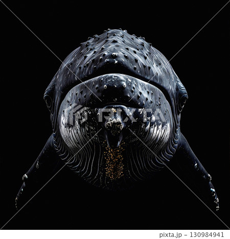 Majestic humpback whale portrait with barnacled textured skin 130984941