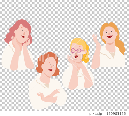 身穿白大褂的婦女們聚集在一起開會 130985136