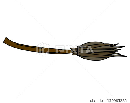 素材　魔法使いのほうき　魔女　ほうき　シンプルイラスト　アイコン 130985283