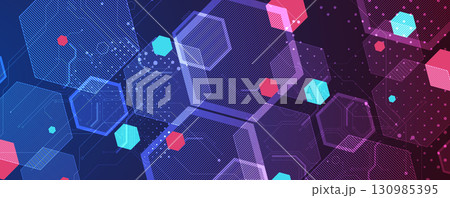 Abstract circuit technology and science background with geometric elements 130985395