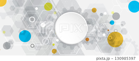 Abstract circuit technology and science background with geometric elements 130985397