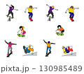 スケートボードする人セット 130985489
