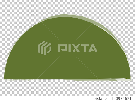 緑のシンプルな筆描き風半円フレーム 130985671