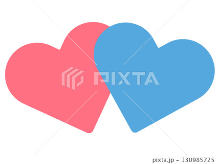 重なり合うピンクとブルーのハート 130985725