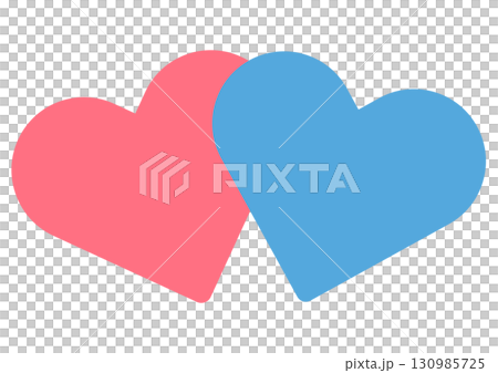 粉紅色和藍色心形重疊 130985725