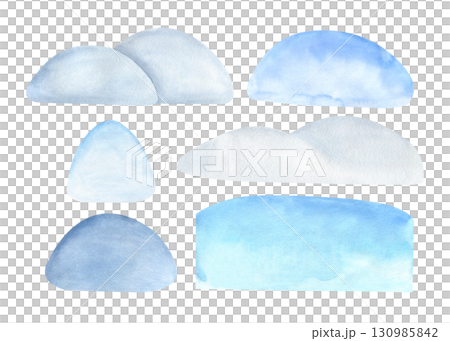 Watercolor snowdrift clip art set. Abstract ice, snow element isolated from background. For New Year, Christmas card, holiday window decoration, frozen product packaging, interior design, child book Watercolor snowdrift clip art set. Abstract ice, snow element isolated from background. For New Year, Christmas card, holiday window decoration, frozen product packaging, interior design, child book 130985842