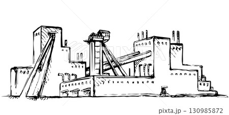 Plant at the mine. Vector drawing 130985872