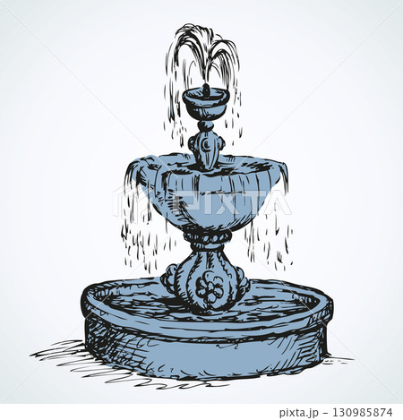 Old fountain. Vector drawing 130985874