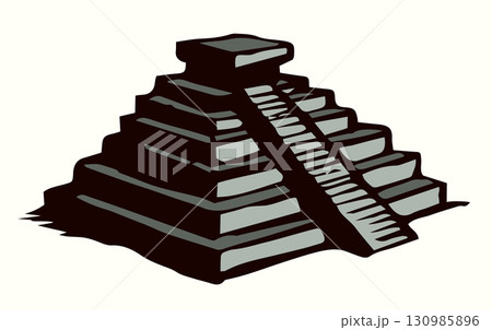 Mayan pyramids. Vector drawing icon 130985896