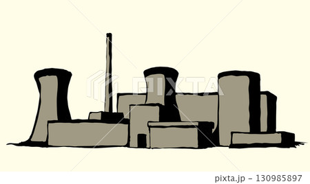 Nuclear power plant. Vector drawing 130985897
