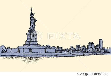 Statue of Liberty. Vector sketch 130985898