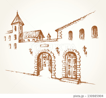 Old street. Vector drawing Old street. Vector drawing 130985904