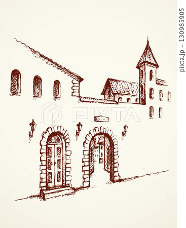 Old street. Vector drawing Old street. Vector drawing 130985905
