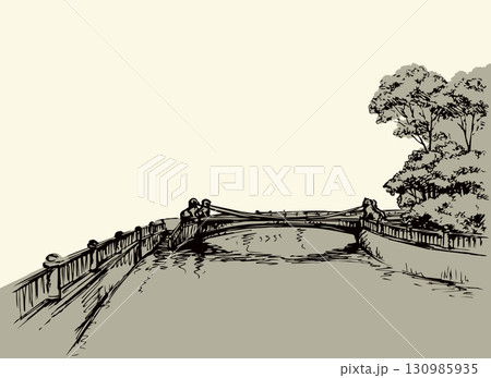 The bridge over the river in St. Petersburg. Vector drawing 130985935
