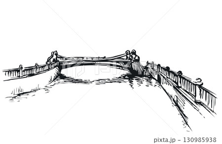 The bridge over the river in St. Petersburg. Vector drawing 130985938