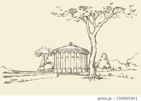 Palace Park. Vector drawing 130985941