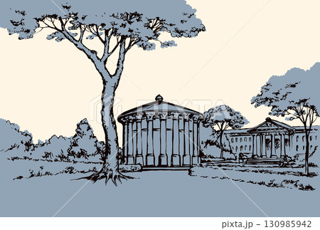 Palace Park. Vector drawing 130985942