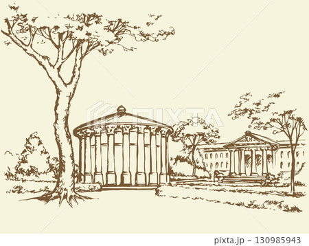 Palace Park. Vector drawing 130985943