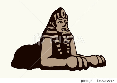 Egyptian sphinx. Vector pen drawing 130985947