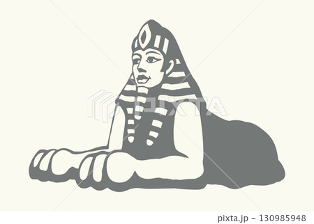 Egyptian sphinx. Vector pen drawing Egyptian sphinx. Vector pen drawing 130985948