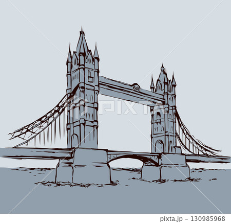 Tower bridge, London, UK. Hand drawn vector illustration Tower bridge, London, UK. Hand drawn vector illustration 130985968