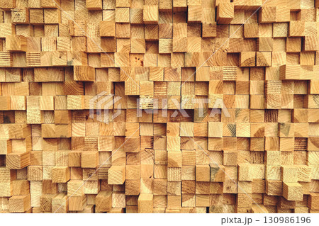 Wooden planks in a hardware store warehouse Wooden planks in a hardware store warehouse 130986196
