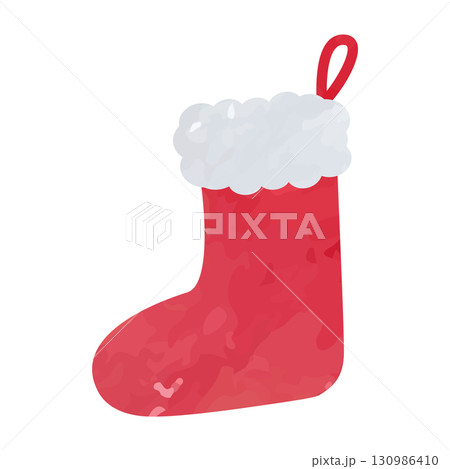 水彩手描き風のクリスマスの靴下のベクターイラスト 130986410