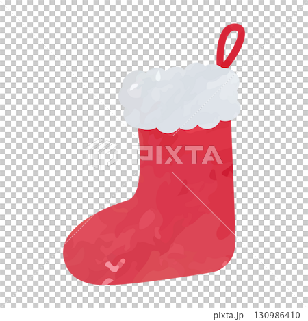 水彩手描き風のクリスマスの靴下のベクターイラスト 130986410