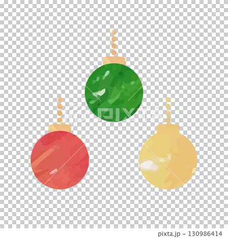 Watercolor hand-drawn style Christmas balls and ornaments vector illustration Watercolor hand-drawn style Christmas balls and ornaments vector illustration 130986414