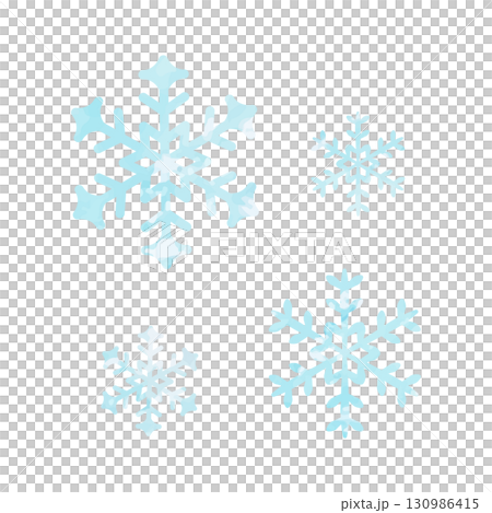 水彩手描き風の雪の結晶のベクターイラスト 130986415
