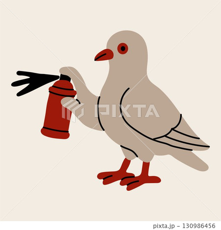 Pigeon Artist with Spray Paint in Creative Design 130986456