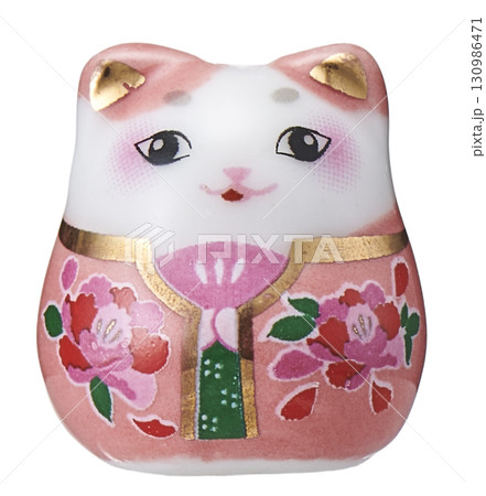招き猫 置物 ピンク 和風 縁起物 開運 招福 130986471