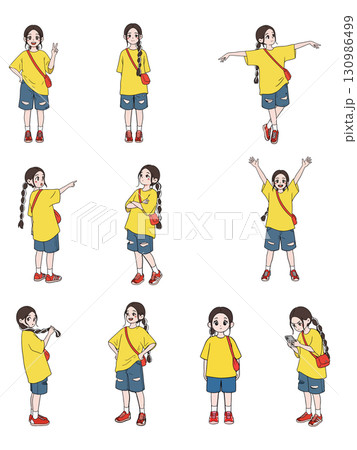 Girl in Various Poses 130986499