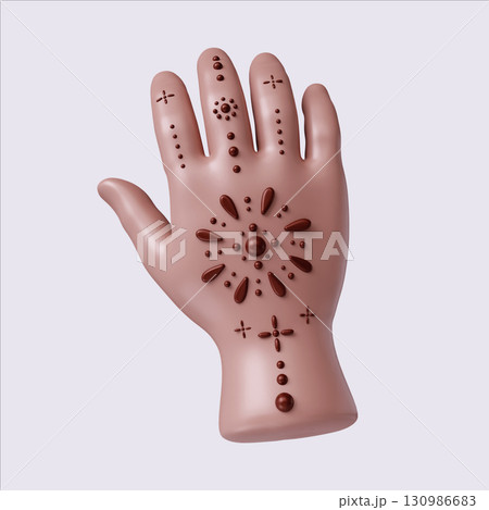 Diwali celebration with intricate henna design. 3D render illustration Diwali celebration with intricate henna design. 3D render illustration 130986683