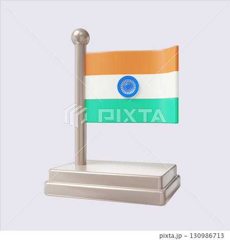 Diwali celebration with Indian flag symbolizing cultural pride. 3D render illustration 130986713