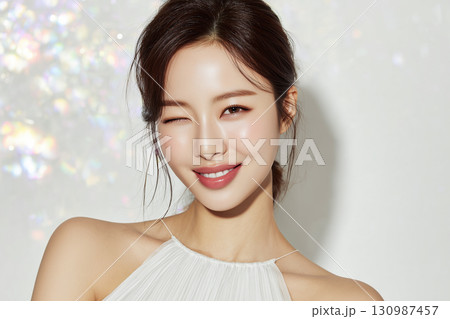 虹色のスペクトラム光とともに微笑むアジア人モデルポートレート(ファッション 美容 広告) 虹色のスペクトラム光とともに微笑むアジア人モデルポートレート(ファッション 美容 広告) 130987457