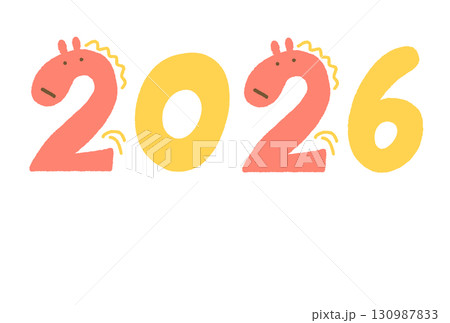 馬と数字を組み合わせたかわいい2026年ロゴ 午年・正月素材・手描き文字 馬と数字を組み合わせたかわいい2026年ロゴ 午年・正月素材・手描き文字 130987833