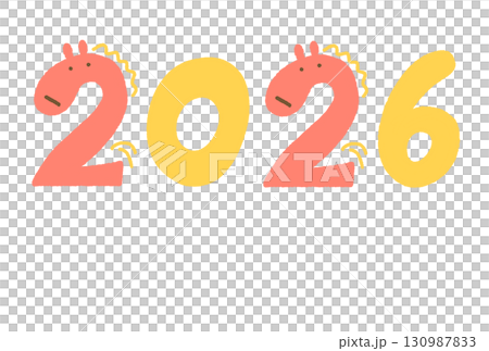 馬と数字を組み合わせたかわいい2026年ロゴ 午年・正月素材・手描き文字 馬と数字を組み合わせたかわいい2026年ロゴ 午年・正月素材・手描き文字 130987833