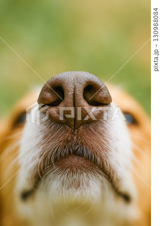 Close-up of dog nose sniffing outdoors with blurred background Close-up of dog nose sniffing outdoors with blurred background 130988084