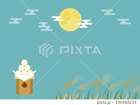 お月見背景_月見団子 130988233