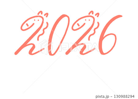 馬と数字を組み合わせたかわいい2026ロゴ 午年・正月素材・手描き文字 馬と数字を組み合わせたかわいい2026ロゴ 午年・正月素材・手描き文字 130988294