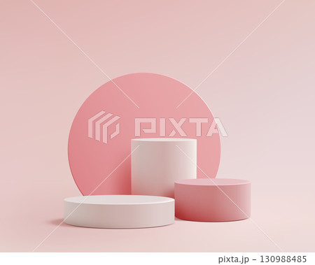 minimalist abstract 3d podium with soft pink cylinders and circular backdrop for product display showcase mockup design studio stage background minimalist abstract 3d podium with soft pink cylinders and circular backdrop for product display showcase mockup design studio stage background 130988485