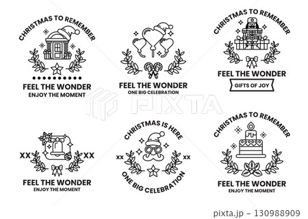 set of Christmas themed stickers with a variety of designs and messages set of Christmas themed stickers with a variety of designs and messages 130988909