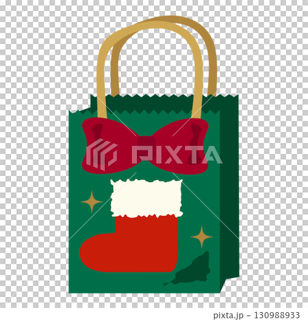 帶有紅色絲帶和襪子的聖誕禮物袋插圖 帶有紅色絲帶和襪子的聖誕禮物袋插圖 130988933